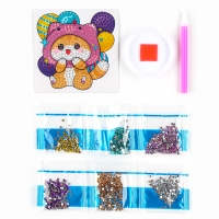 Алмазная мозаика наклейка для детей &laquo;Котенок&raquo;, 9 х 9 см, набор для творчества