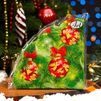 Новогодние салфетки бумажные Art Bouquet Rondo &laquo;Украшение на новогоднюю ель&raquo;, 3 слоя, d 32 см., 12 шт.