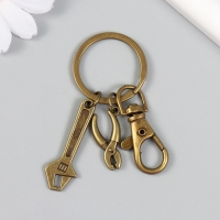 Брелок металл с карабином "Инструменты" бронза 7 см