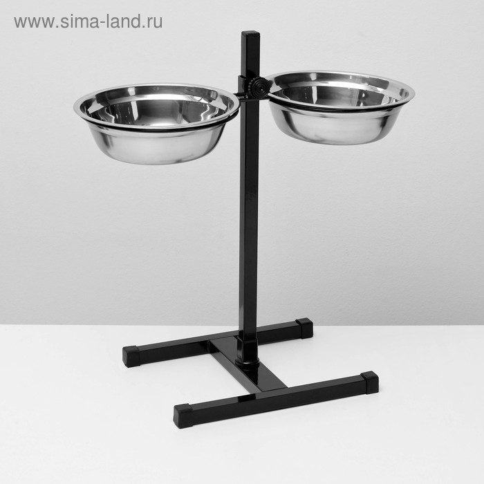 Подставка с мисками, 2 х 1,5 л, высота 50 см, разборная, чёрная Подставка с мисками, 2 х 1,5 л, высота 50 см, разборная, чёрная