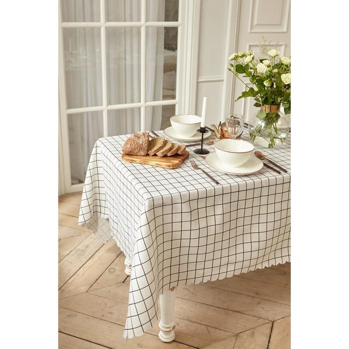 Скатерть Доляна "Клетка" 145х145&plusmn;3см,100%пэ, рогожка 130 гр/м