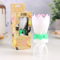 Свеча для торта музыкальная "Тюльпан", крутящаяся, белая, 14,5×6 см Свеча для торта музыкальная "Тюльпан", крутящаяся, белая, 14,5×6 см