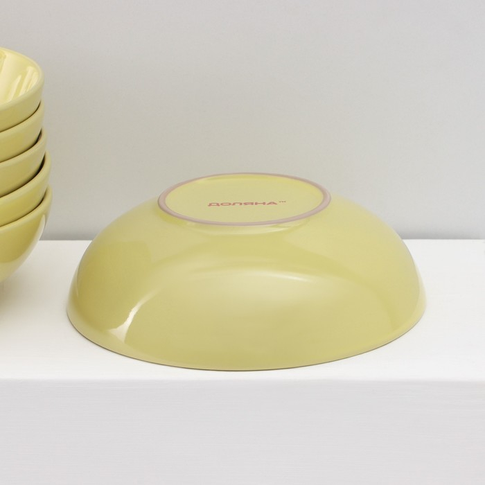 Набор тарелок керамических Доляна &laquo;Пастель&raquo;,18 предметов: 6 тарелок d=19 см, 6 тарелок d=27 см, 6 мисок d=19 см, цвет жёлтый