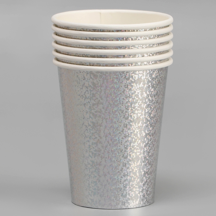 Стаканы бумажные &laquo;Голография&raquo;, 6 шт., цвет серебро