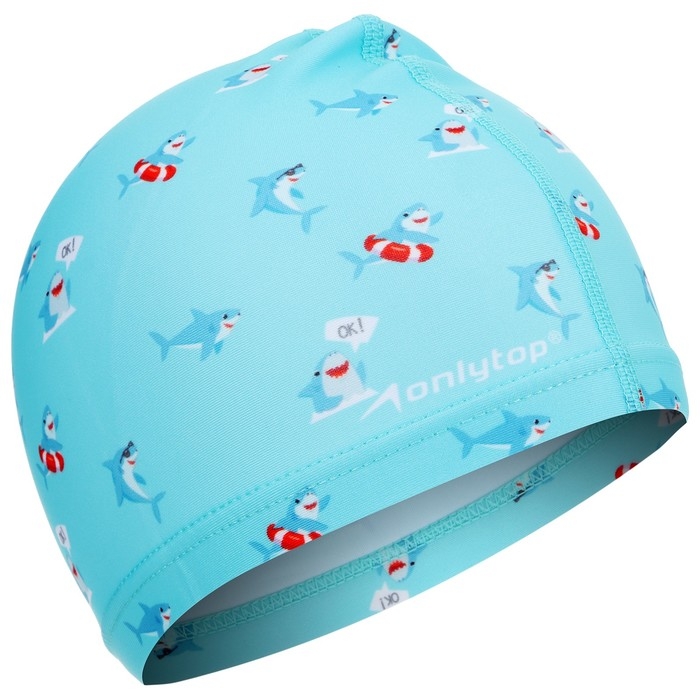 Шапочка для плавания детская ONLYTOP &laquo;Акулы&raquo;, тканевая, обхват 46-50 см