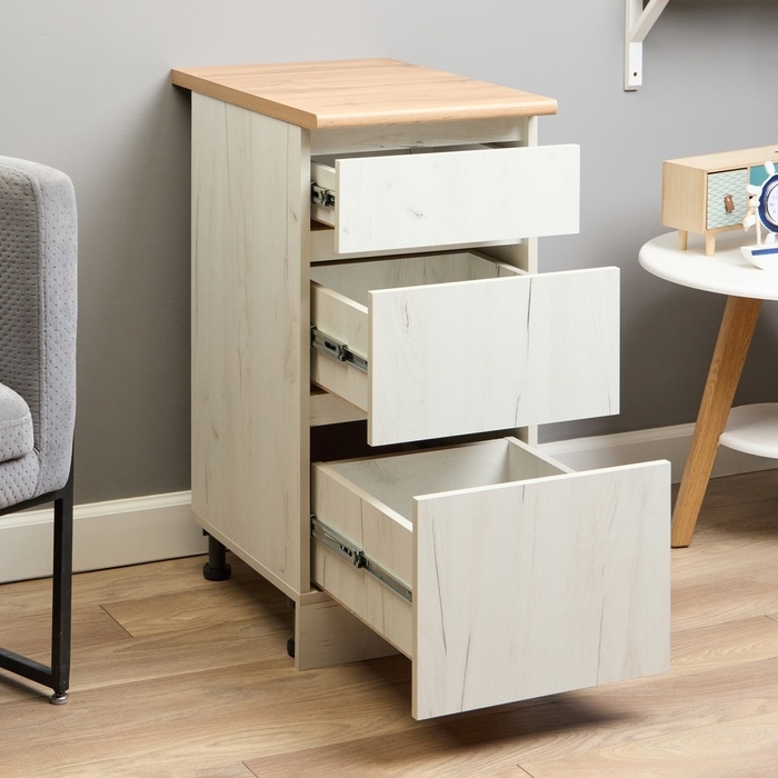 Шкаф напольный Зара 3 ящика 400х600х850 крафт белый