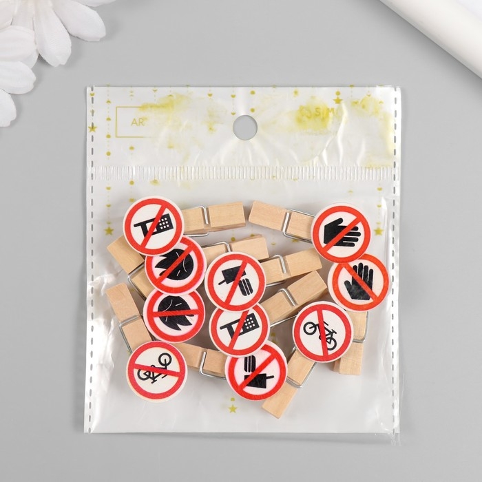 Декор для творчества дерево Декор для творчества дерево "Запрещающие знаки" набор 10 шт 1,9х4,2 см