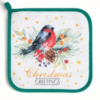 Прихватка "Сhristmas greetings", 19х19 см, цвет МИКС, саржа,100% х/л, ватин 250г/м2