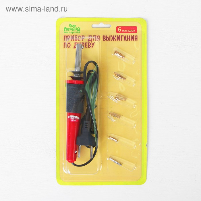 Выжигательный аппарат по дереву DV-02, набор: 6 сменных насадок, без подставки Выжигательный аппарат по дереву DV-02, набор: 6 сменных насадок, без подставки