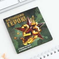 Подарочный набор в открытке &laquo;Настоящему герою&raquo;, стикеры 4х20 л, отрывной блок 30 л