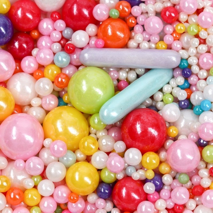 Посыпка кондитерская фигурная: розовая, голубая, желтая, белая, фиолетовая, 25 г.