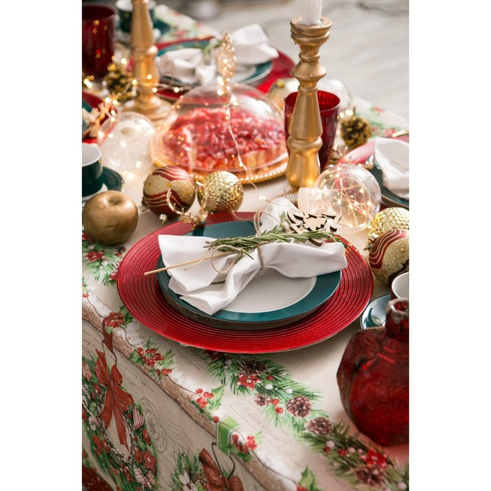 Скатерть новогодняя Этель &laquo;Новогоднее настроение&raquo; 147х220 см,100% хлопок,саржа 190гр/м2 с ГМВО