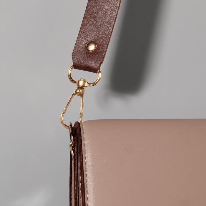 Ручка для сумки из натуральной кожи, регулируемая, с карабинами, 125 ± 2 см × 2,5 см, цвет коричневый/золотой Ручка для сумки из натуральной кожи, регулируемая, с карабинами, 125 ± 2 см × 2,5 см, цвет коричневый/золотой