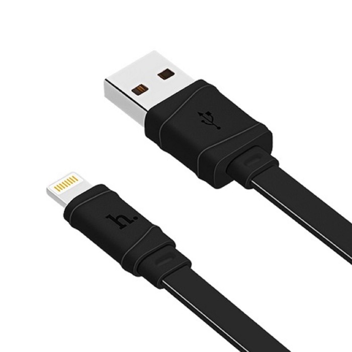Кабель Hoco X5, USB - Lightning, 2.4 А, 1 м, плоский, черный Кабель Hoco X5, USB - Lightning, 2.4 А, 1 м, плоский, черный