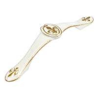 Ручка-скоба LIGHT, м/о 96 мм, белая с золотом Ручка-скоба LIGHT, м/о 96 мм, белая с золотом