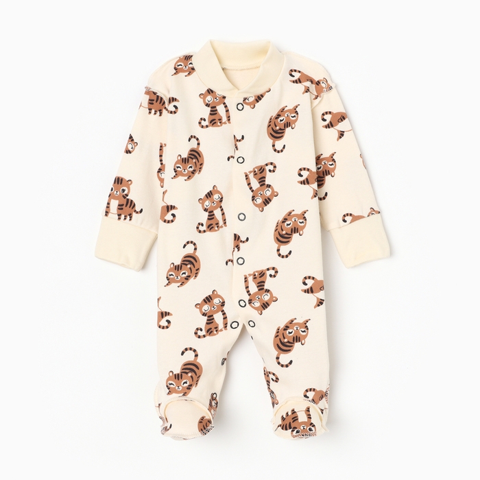 Комбинезон Крошка Я "Тигруля", рост 68-74 см, бежевый