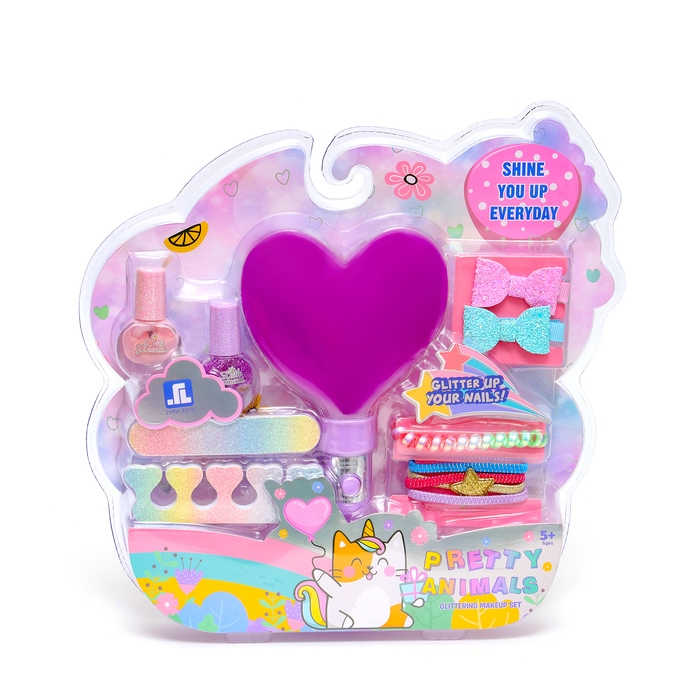 Набор косметики для девочки, с фиолетовым зеркалом Набор косметики для девочки, с фиолетовым зеркалом