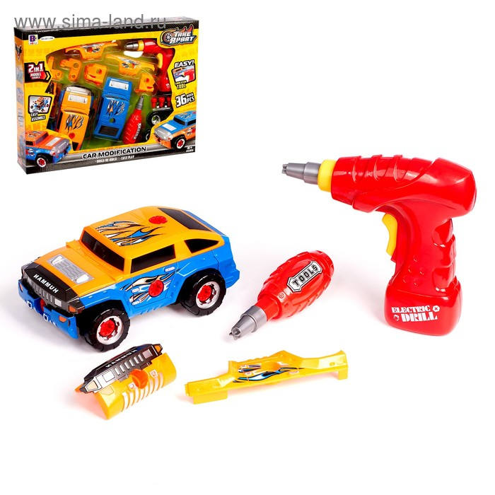 Конструктор винтовой &laquo;Внедорожник&raquo;, сменные корпуса, с электро-шуруповёртом, 40 деталей