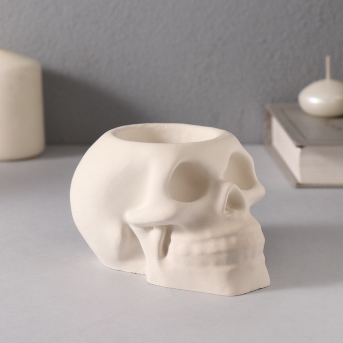 Подсвечник Подсвечник "Череп " 7*10см белый