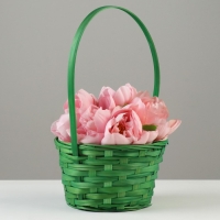 Корзина плетеная, D19 х 9,5 х 32 см, зелёная, бамбук Корзина плетеная, D19 х 9,5 х 32 см, зелёная, бамбук