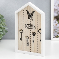 Крючки декоративные дерево "Дом с ключами" белая 24х16х2 см Крючки декоративные дерево "Дом с ключами" белая 24х16х2 см