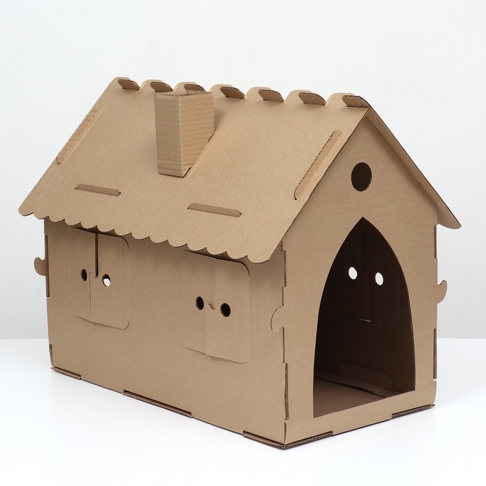 Дом-конструктор для кошек, 59 х 30 х 47 см, крафт Дом-конструктор для кошек, 59 х 30 х 47 см, крафт