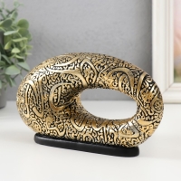 Сувенир полистоун "Овал неправильной формы с узорами" золото 20х6х10 см