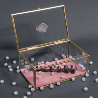 Органайзер для хранения &laquo;Кристалл&raquo;, с крышкой, стеклянный, 1 секция, 17 &times; 11,5 &times; 10 см, цвет прозрачный/медный/розовый