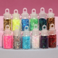 Стружка для декора ногтей, 12 бутылочек, разноцветные Стружка для декора ногтей, 12 бутылочек, разноцветные