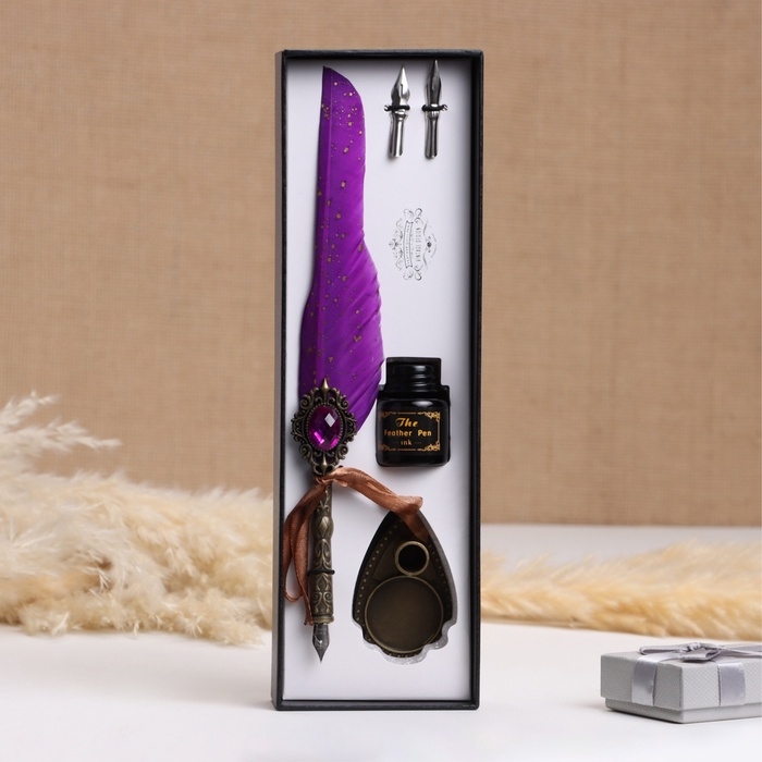 Набор подарочный 3в1 "Реликвия": перьевая ручка, чернила, наконечники, фиолетовый