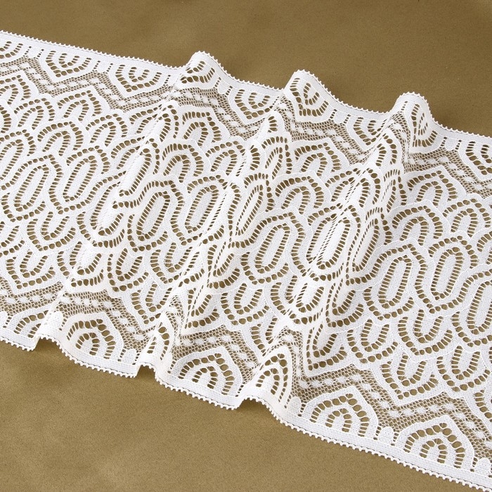 Кружевная эластичная ткань, 185 мм × 2,7 ± 0,5 м, цвет белый Кружевная эластичная ткань, 185 мм × 2,7 ± 0,5 м, цвет белый