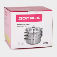 Мантоварка - пароварка из нержавеющей стали Доляна &laquo;Классика&raquo;, d=24 см, 3 уровня, общий объём &mdash; 7,9 л