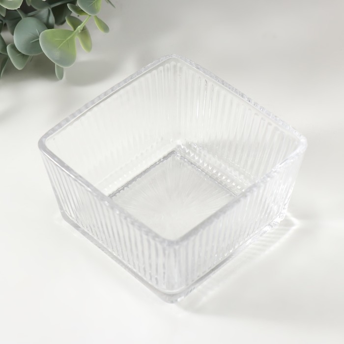 Подсвечник стекло на 1 свечу Подсвечник стекло на 1 свечу "Квадратный ребристый" прозрачный 9х9х5,5 см