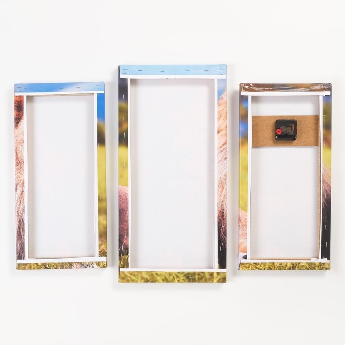 Часы-картина настенные, модульные "Лев", бесшумные, 60 х 80 см, триптих