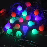 Гирлянда &laquo;Нить&raquo; 5 м с насадками &laquo;Шарики белые&raquo;, IP20, прозрачная нить, 20 LED, свечение мульти (RG/RB), мигание, 220 В