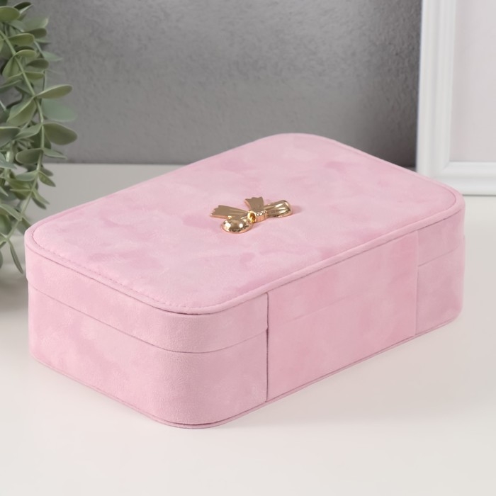 Шкатулка текстиль для украшений Шкатулка текстиль для украшений "Бант" нежно-розовый 22х14,5х7 см