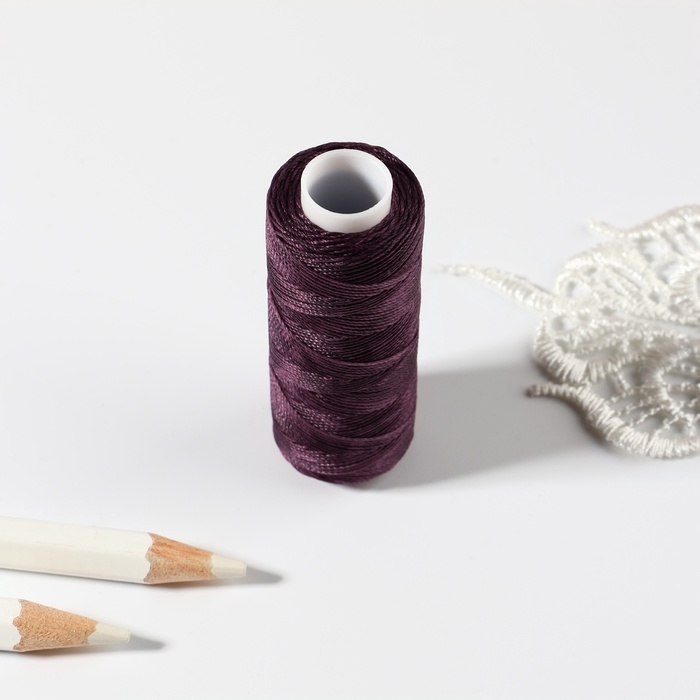 Нитки вощёные, круглые, 300D/3, 0,35 мм, 60 &plusmn; 2 м, цвет сливовый
