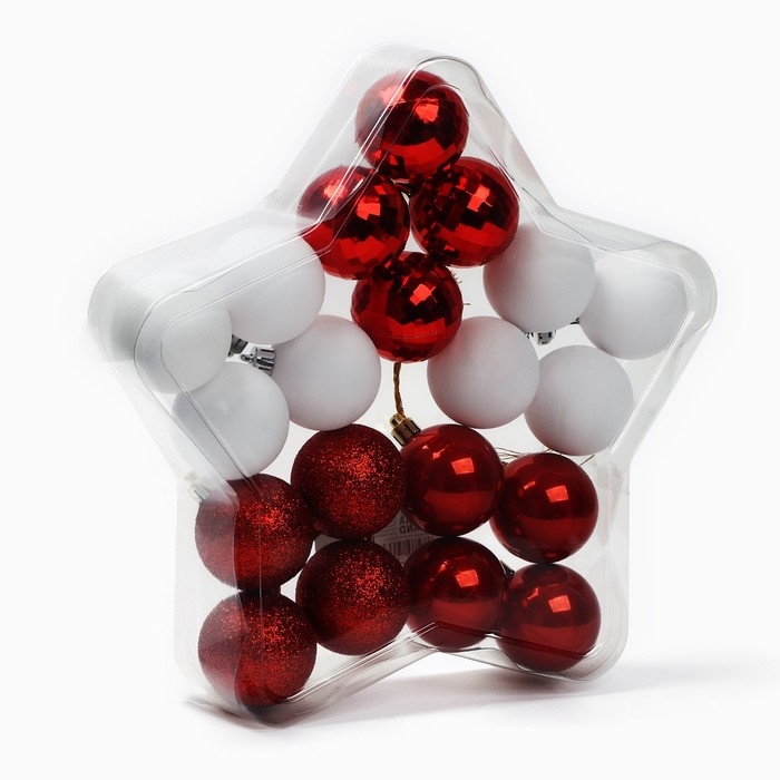 Ёлочные шары новогодние, на Новый год, d=5 см, 20 шт., цвет белые и красные Ёлочные шары новогодние, на Новый год, d=5 см, 20 шт., цвет белые и красные