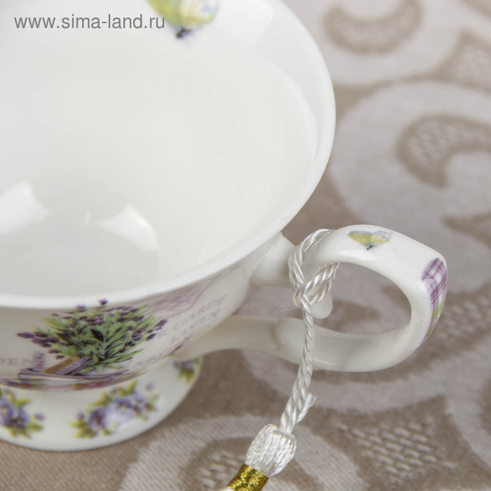 Чайная пара керамическая &laquo;Лавандовое поле&raquo;, 2 предмета: чашка 220 мл, блюдце d=15 см
