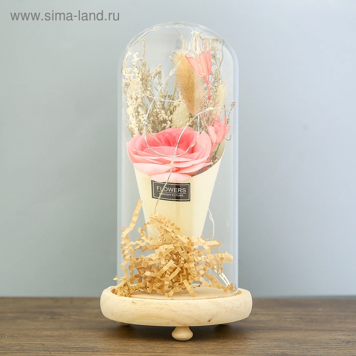 Ночник Ночник "Колба с розой в букете" LED 3ААА МИКС 23х11х11 см RISALUX