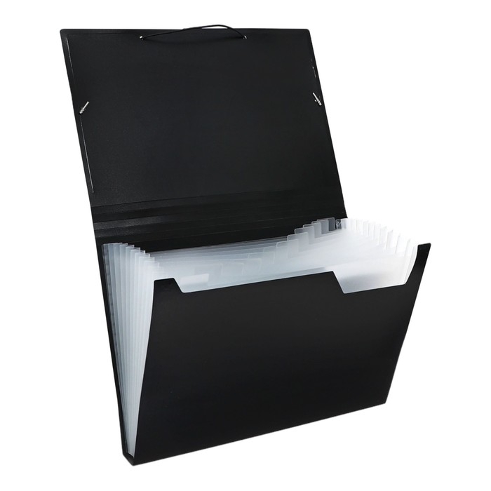 Папка картотека А4, Calligrata, 13 отделений, пластиковая, 700 мкм, чёрная