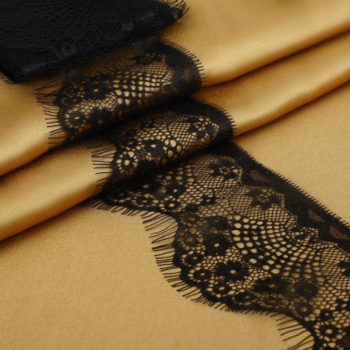 Кружево реснички, 90 мм &times; 9 &plusmn; 0,5 м, в бобине 3 шт по 3 м, цвет чёрный