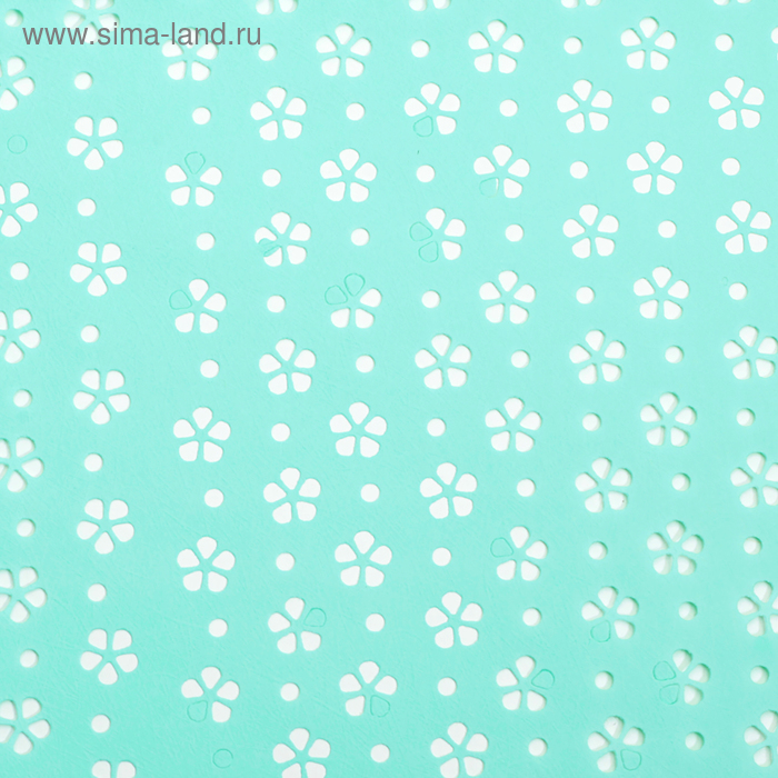 Фетр ламинированный с перфорацией Фетр ламинированный с перфорацией "Цветочки", бирюзовый, 57 см х 5 м
