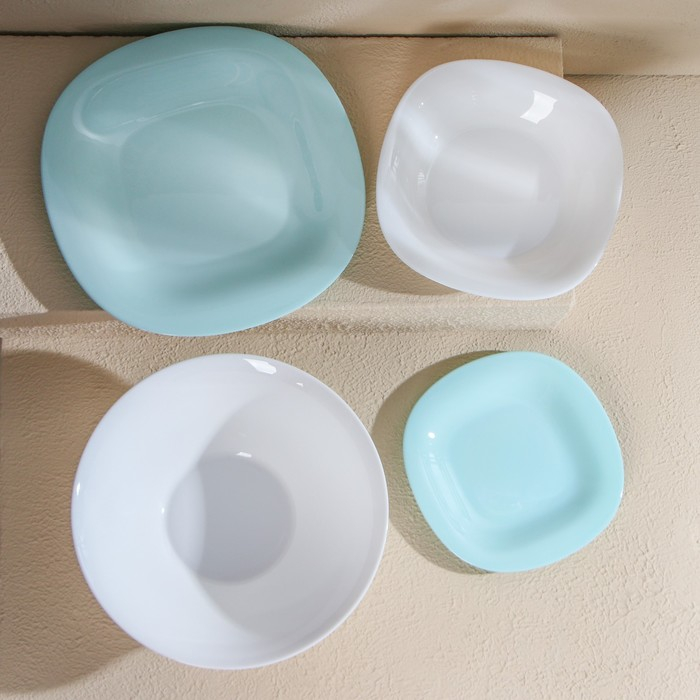 Сервиз столовый Luminarc Carine Light, стеклокерамика, 19 предметов, цвет белый и бирюзовый Сервиз столовый Luminarc Carine Light, стеклокерамика, 19 предметов, цвет белый и бирюзовый