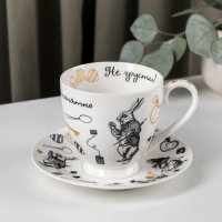 Чайная пара фарфоровая &laquo;Безумное чаепитие&raquo;, 440 мл, блюдце d=17 см