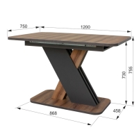 Стол кухонный раскладной Аврора, 1200(1600)х750х755, Авелано/Графит Стол кухонный раскладной Аврора, 1200(1600)х750х755, Авелано/Графит