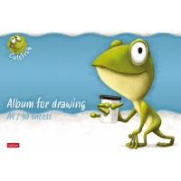 Альбом для рисования А4, 40 листов, на скрепке, "Лягушонок Ден", обложка мелованный картон, матовая ламинация, тиснение, блок 100 г/м², МИКС Альбом для рисования А4, 40 листов, на скрепке, "Лягушонок Ден", обложка мелованный картон, матовая ламинация, тиснение, блок 100 г/м², МИКС