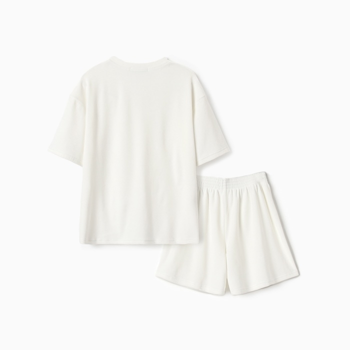 Костюм детский (футболка, шорты) KAFTAN Plushy р.34 (122-128), белый