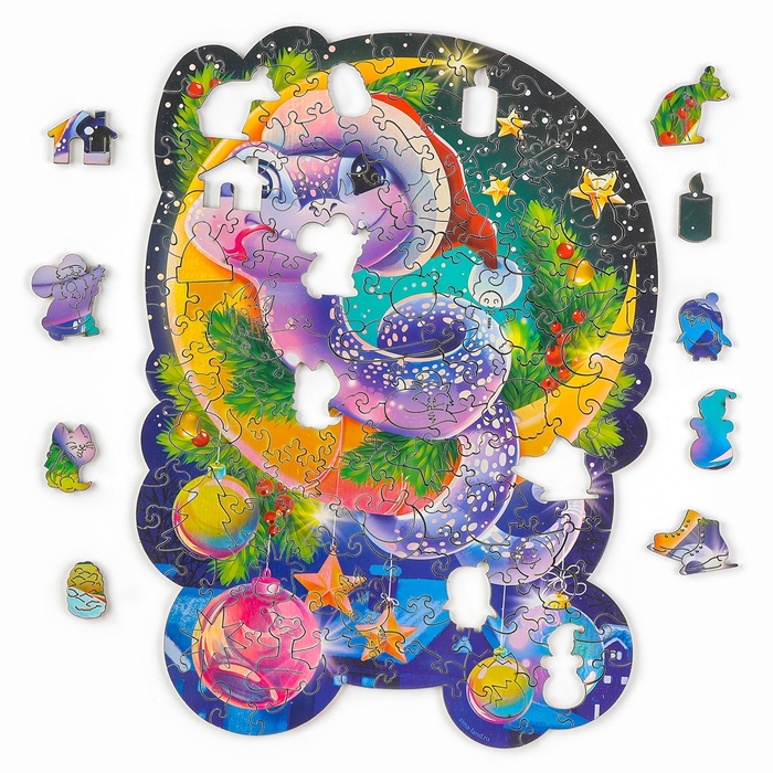 Пазлы фигурные деревянные &laquo;Волшебная змея&raquo; с голографией, 137 элементов, символ года 2025