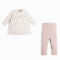 Комплект: платье и леггинсы Крошка Я &laquo;Киса&raquo;, рост 68-74 см, цвет бежевый/лиловый